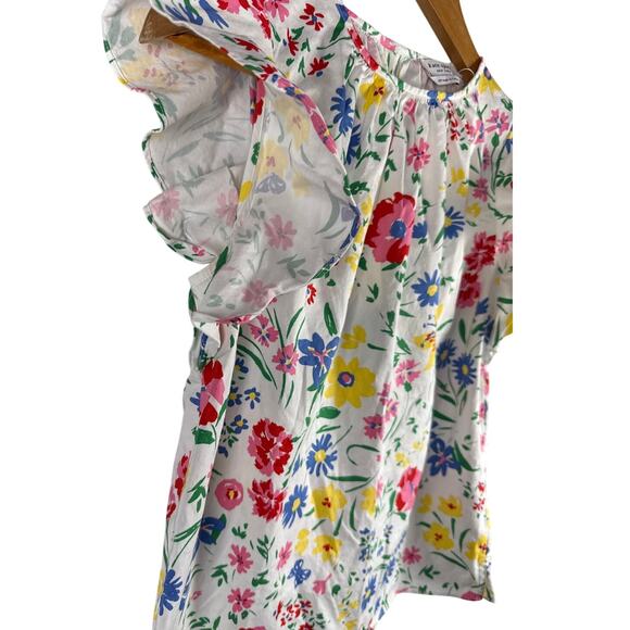 Kate Spade New England Ruffle Bright Florals Flutter Sleeve Top Size XS - Picture 5 of 8
